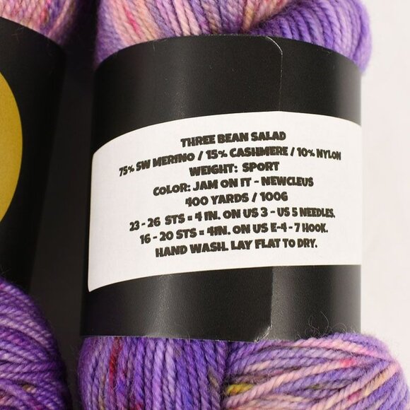 Lolabean Yarn Co Black Label 2 Skeins Three Bean Salad Sport Weight Yarn Purple - Picture 4 of 4